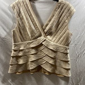 Victor Costa vintage sleeveless champagne metallic evening blouse